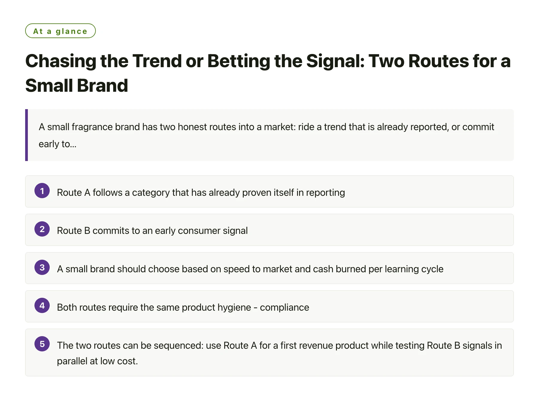 Chasing the Trend or Betting the Signal: Two Routes for a Small Brand——全文要点速览
