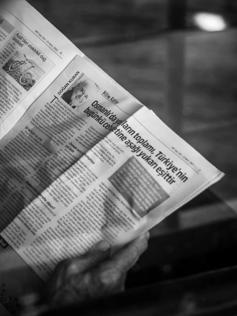 Newspaper front page on a counter